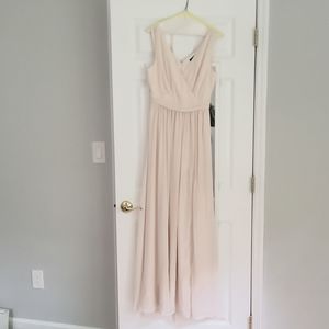 Lulus small cream Thoughts of Hue Surplice Maxi Dress (bridesmaid or prom dress)